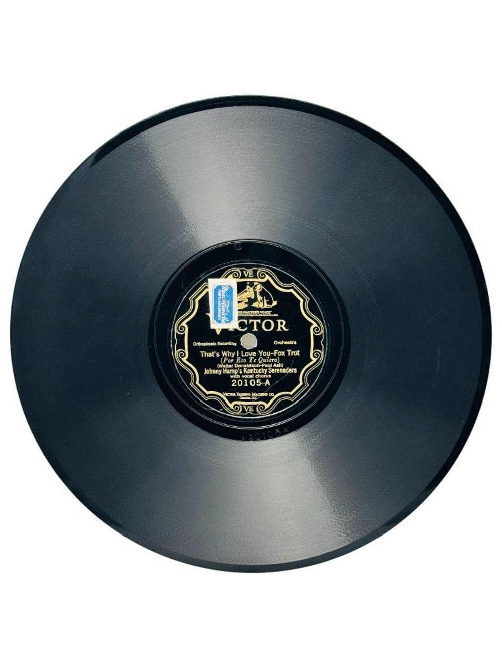 Johnny Hamps Kentucky Serenaders Thats Why I Love You 10in 78 RPM Victor 20105